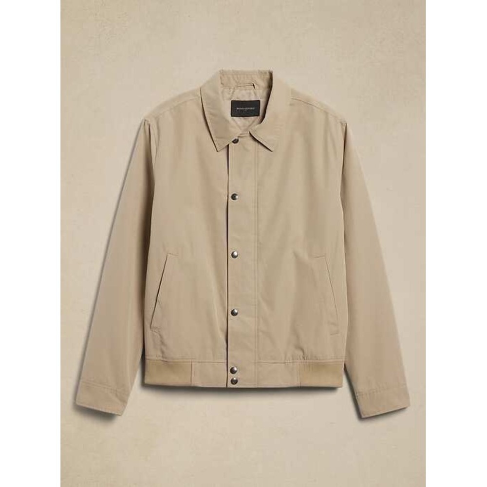 Banana Republic Harrington Jacket Mens M Tan Zip Snap Bomber Preppy Minimalist